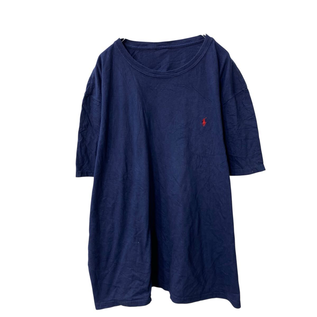 【中古】【古着】 半袖 ロゴ Tシャツ XL〜 ネイビー ワンポイントロゴ ビッグサイズ 古着卸 アメリカ仕入 a707-5567