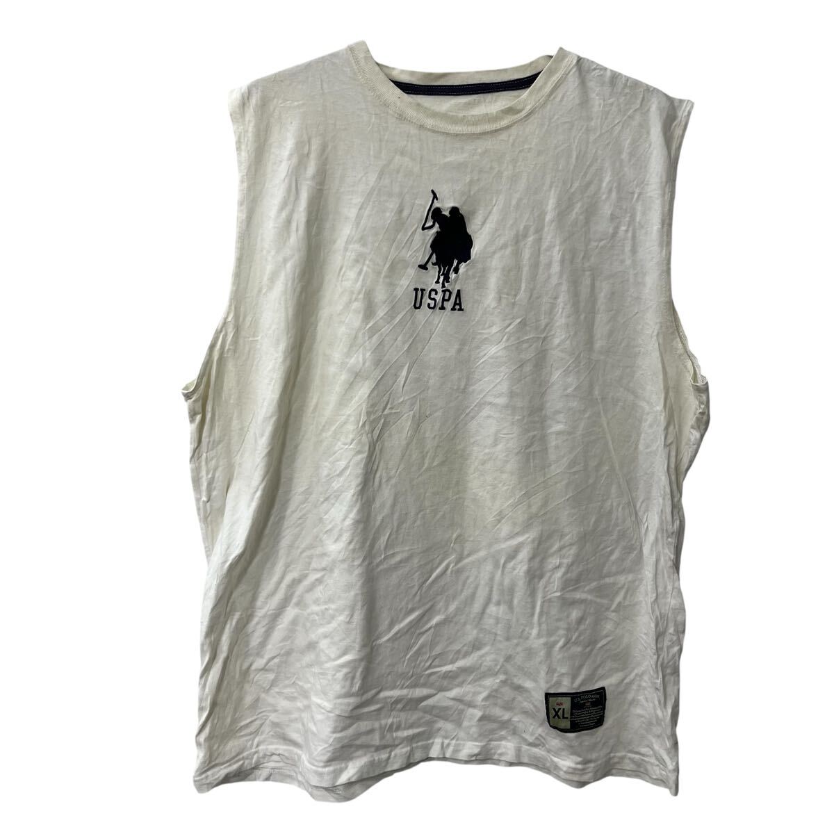 【中古】【古着】 U.S.POLO ASSN. タンクトップ ロゴ Tシャツ XL ホワイト ユーエスポロアッスン ノースリーブ 古着卸 アメリカ仕入 a707-5689