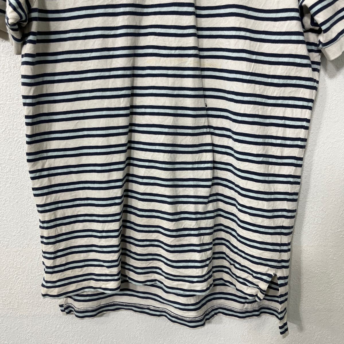 【中古】【古着】 POLO RALPH LAUREN 半袖 ボーダー ポロシャツ XL ホワイト ブル...