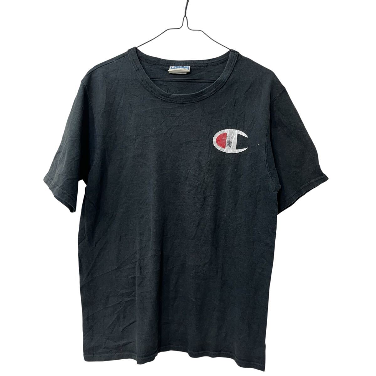 【中古】【古着】 Champion 半袖 ロゴ プリント Tシャツ M ブラック チャンピオン クルーネック 古着卸 アメリカ仕入 a707-5784