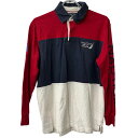 【中古】【古着】 nautica 長袖 ボーダー ポロシャツ M レッド ネイビー ホワイト ノーティカ 古着卸 アメリカ仕入 a707-5903
