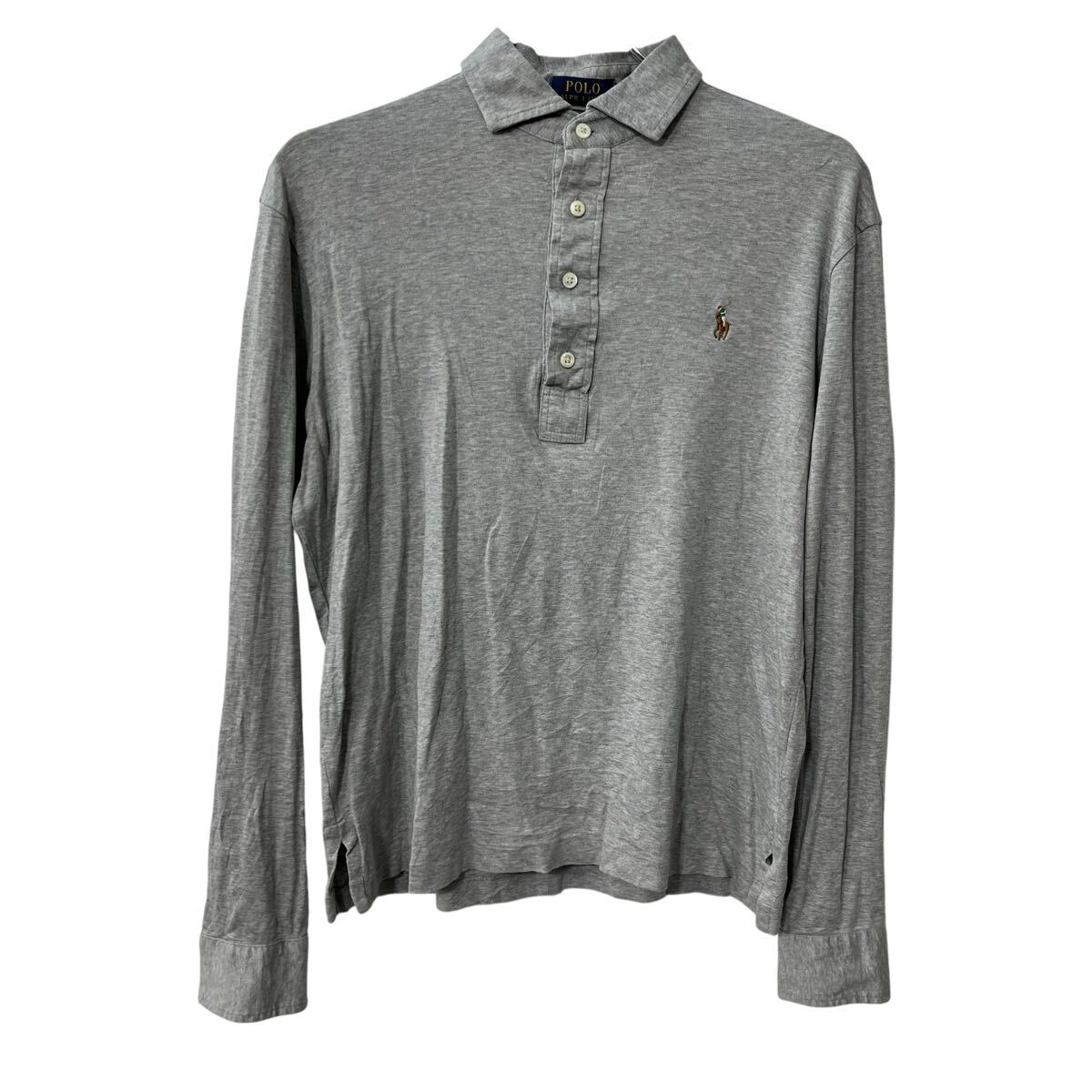 【中古】【古着】 POLO RALPH LAUREN 長袖 ポロシャツ M グレー ポロ ラルフローレン 古着卸 アメリカ仕入 a707-5910