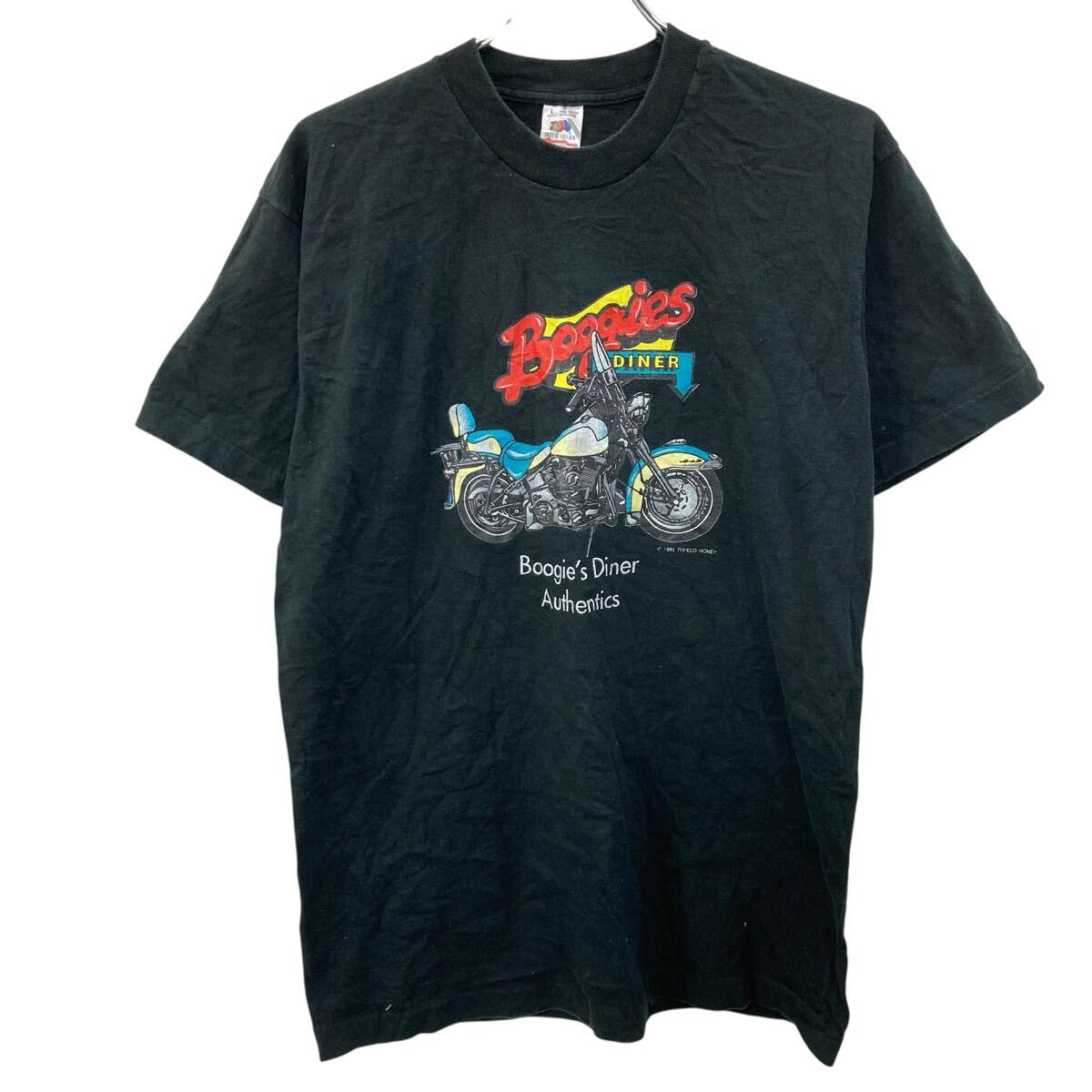  FRUIT OF THE LOOM 半袖 プリントTシャツ L ブラック プルオーバー 90's 90年代 Boogie's Diner Authentics 古着卸 アメリカ仕入 a708-5004