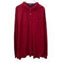 【中古】【古着】 POLO RALPH LAUREN 長袖 ポロシャツ 2XL レッド ポロラルフローレン ハーフボタン ビッグサイズ ポニー刺繍 古着卸 アメリカ仕入 a708-5051