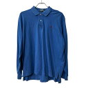 【中古】【古着】 POLO RALPH LAUREN 長袖 ポロシャツ XL ブルー ポロ ラルフローレン 鹿子 トップス 古着卸 アメリカ仕入 a708-5112