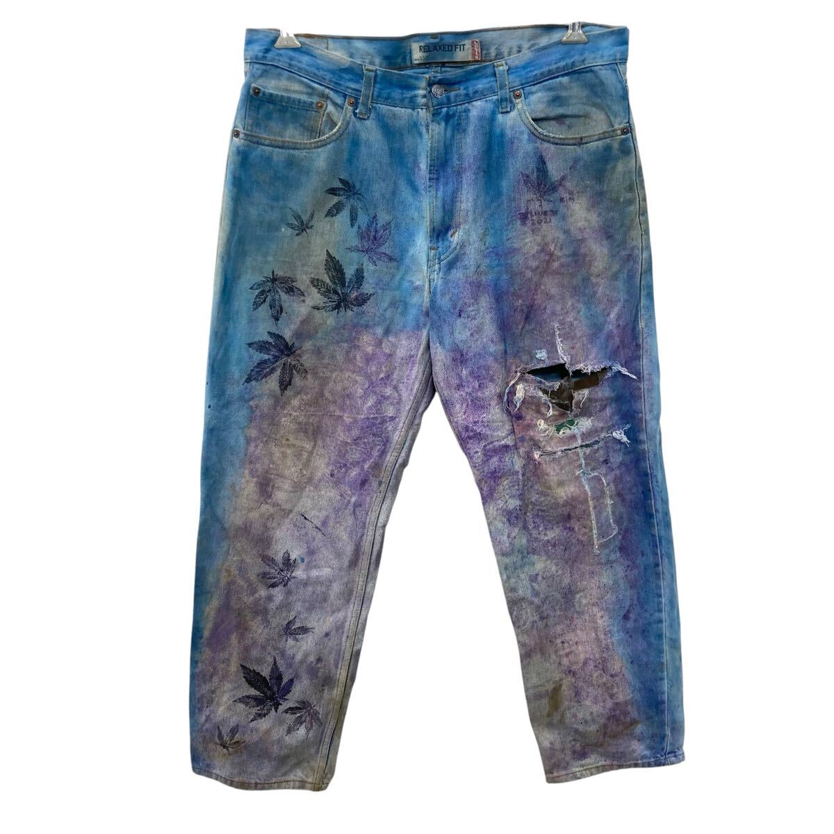 【中古】【古着】 Levi's 550 デニムパンツ リーバイス W36 リーバイス ビッグサイズ タイダイ 植物柄 古着卸 アメリカ仕入 2508-375