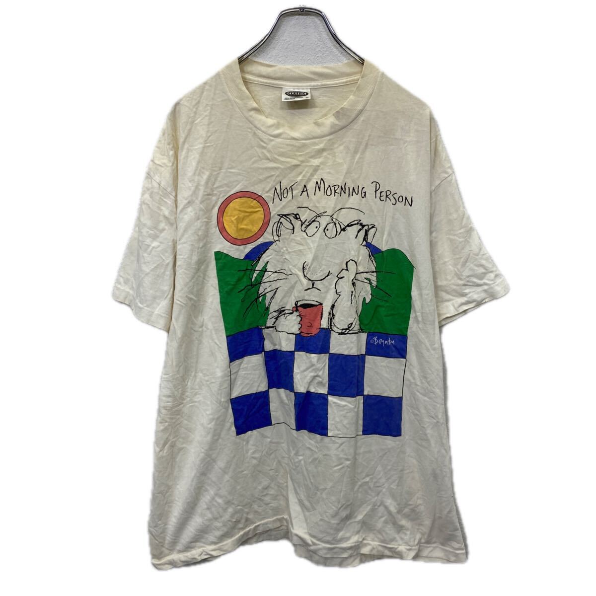 【中古】【古着】 CLASSIC プリントTシャツ XL アイボリー USA製 〜90's NOT A MORNING PERSON サンドラボイントン 古着卸 アメリカ仕入 a708-5160