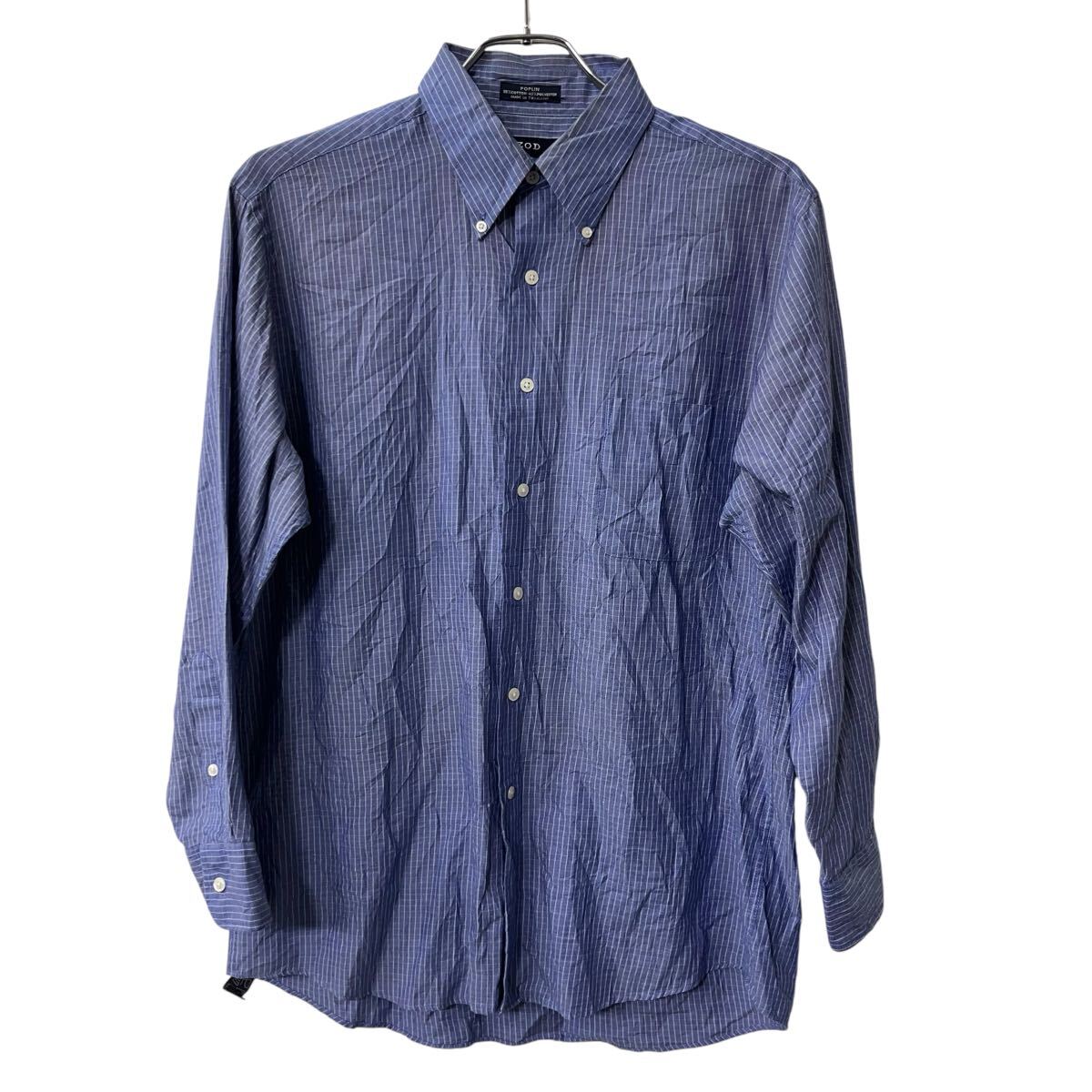 【中古】【古着】 IZOD 長袖シャツ L ブルー アイゾッド チェックシャツ ボタンダウン トップス 古着卸 アメリカ仕入 a708-5163