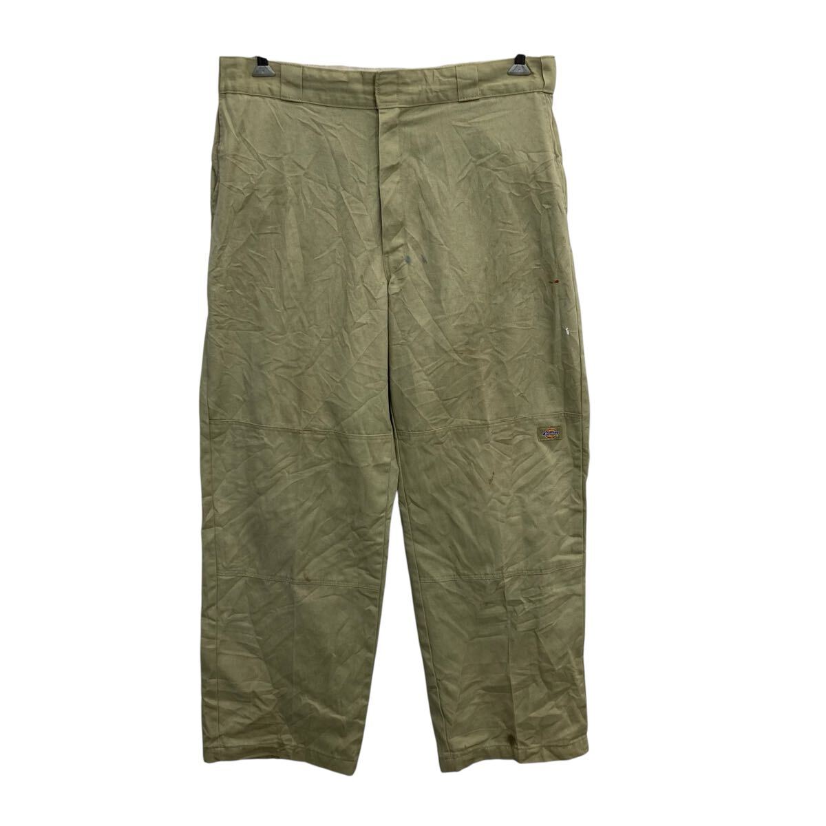 【中古】【古着】 Dickies ワークパンツ W36 ベージュ ディッキーズ ジップアップ メキシコ製 ダブルニー ワーク コットン 古着卸 アメリカ仕入 2508-481