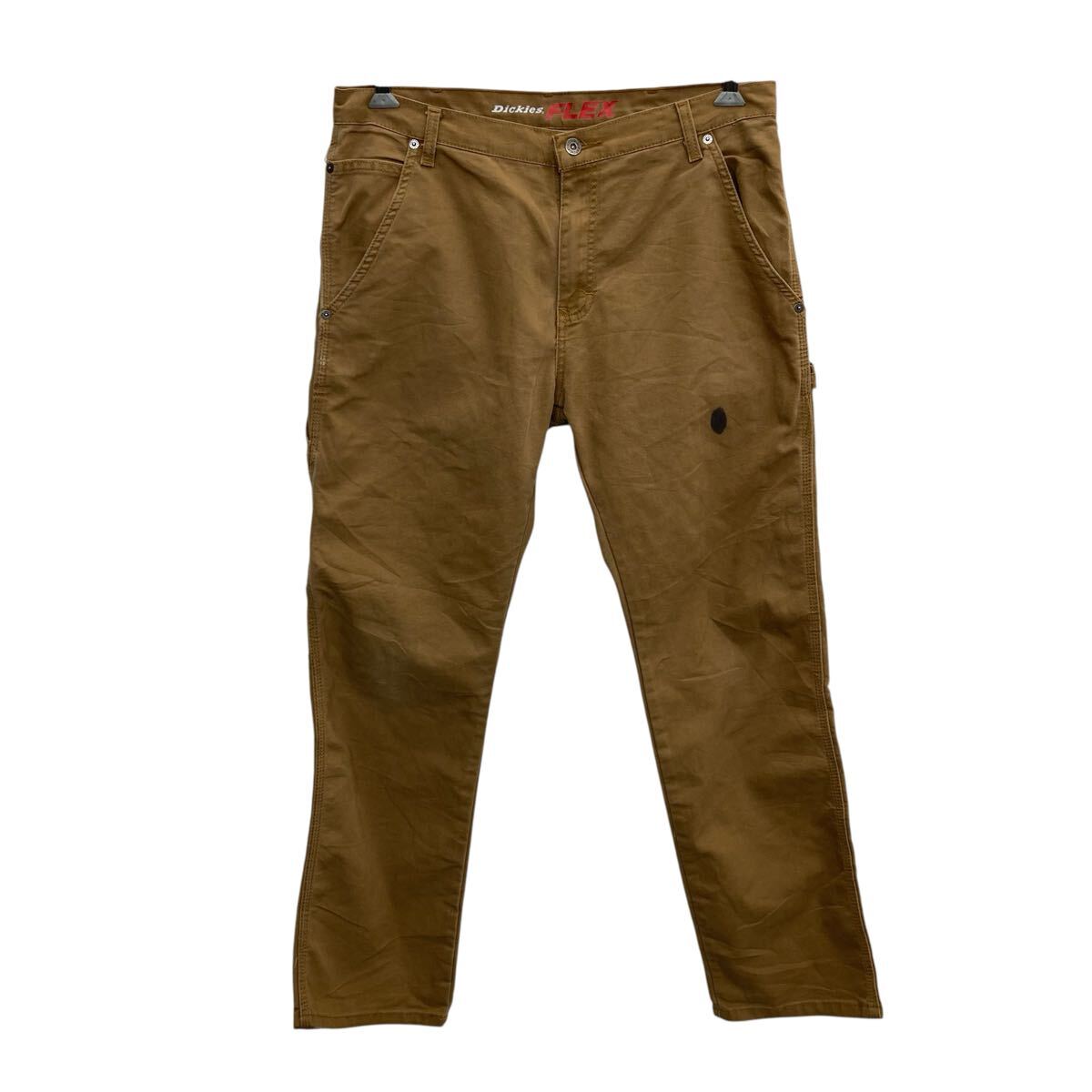 【中古】【古着】 Dickies ワークパンツ W34 ブラウン ディッキーズ ジップアップ メキシコ製 ワーク ペインター コットン 古着卸 アメリカ仕入 2508-484