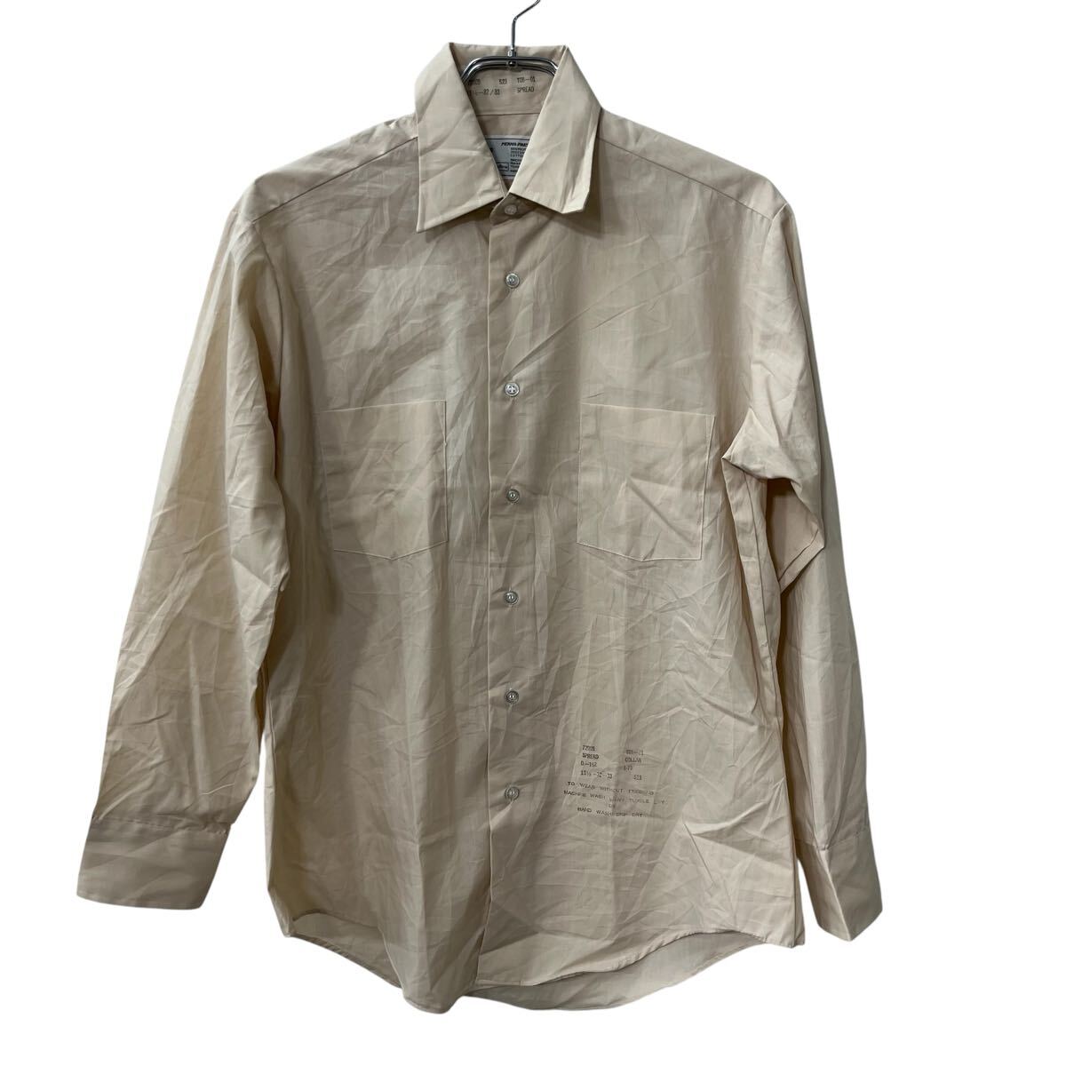 【中古】【古着】 Sears 長袖シャツ M〜 ベージュ シアーズ 無地シャツ トップス 古着卸 アメリカ仕入 a708-5176
