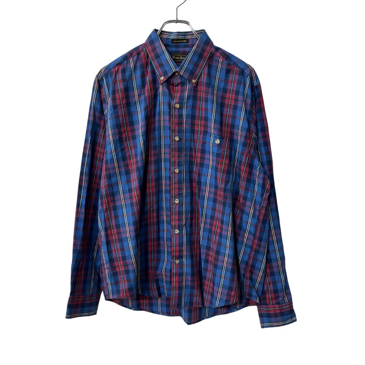 【中古】【古着】 Eleven Sixty Six 長袖シャツ L ブルー チェックシャツ ボタンダウン ポケット トップス 古着卸 アメリカ仕入 a708-5..