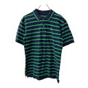 【中古】【古着】 POLO RALPH LAUREN 半袖 ボーダー ポロシャツ M~ ネイビー グリーン ポロ ラルフローレン トップス 古着卸 アメリカ仕入 a708-5265