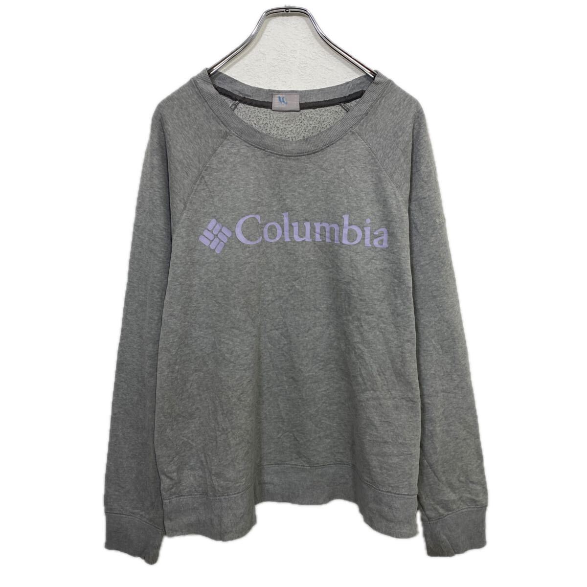 【中古】【古着】 Columbia プリントスウェット トレーナー レディース L グレー 裏起毛 ロゴ 古着卸 アメリカ仕入 a708-5315