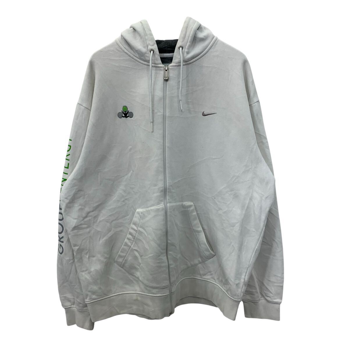 Rakuten - 【中古】【古着】 NIKE ロゴスウェット パーカー XL ホワイト ナイキ ジップアップ ポケット付き スポーティ 古着卸 アメリカ仕入 a703-6878 a708-5347
