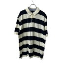 【中古】【古着】 TOMMY HILFIGER 半袖 ボーダー ポロシャツ 2XL ホワイト ネイビー トミーヒルフィガー ビッグサイズ 鹿子 古着卸 アメリカ仕入 a708-5382