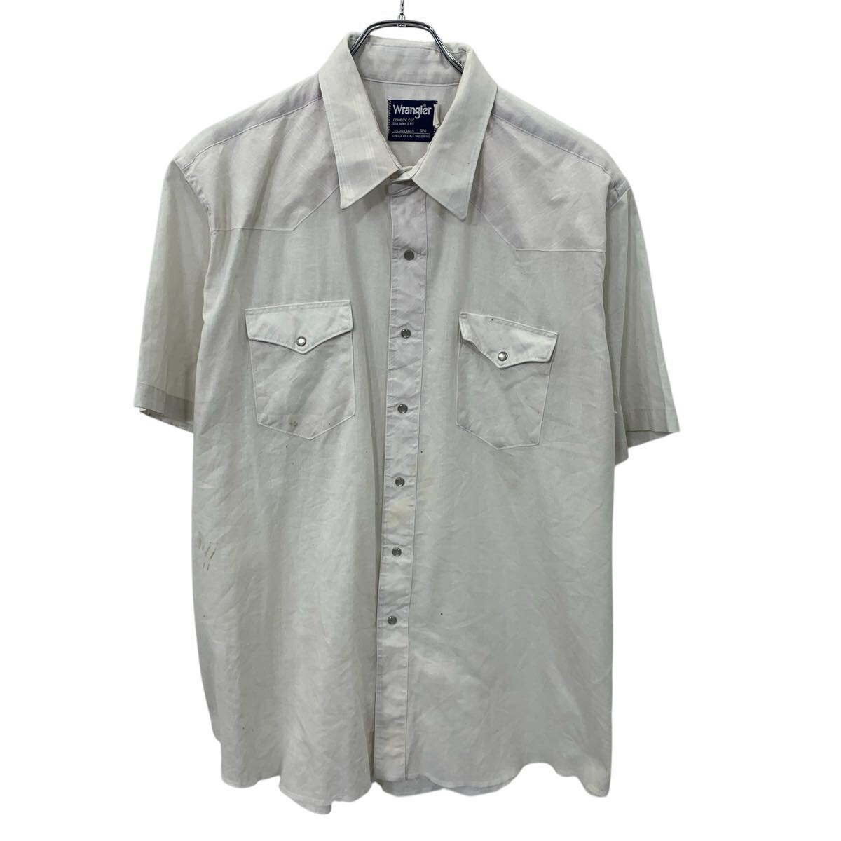 Western Shirt - 【中古】【古着】 Wrangler 半袖 無地シャツ XL ホワイト ラングラー スナップボタン 胸ポケット ウエスタンシャツ 古着卸 アメリカ仕入 a708-5416