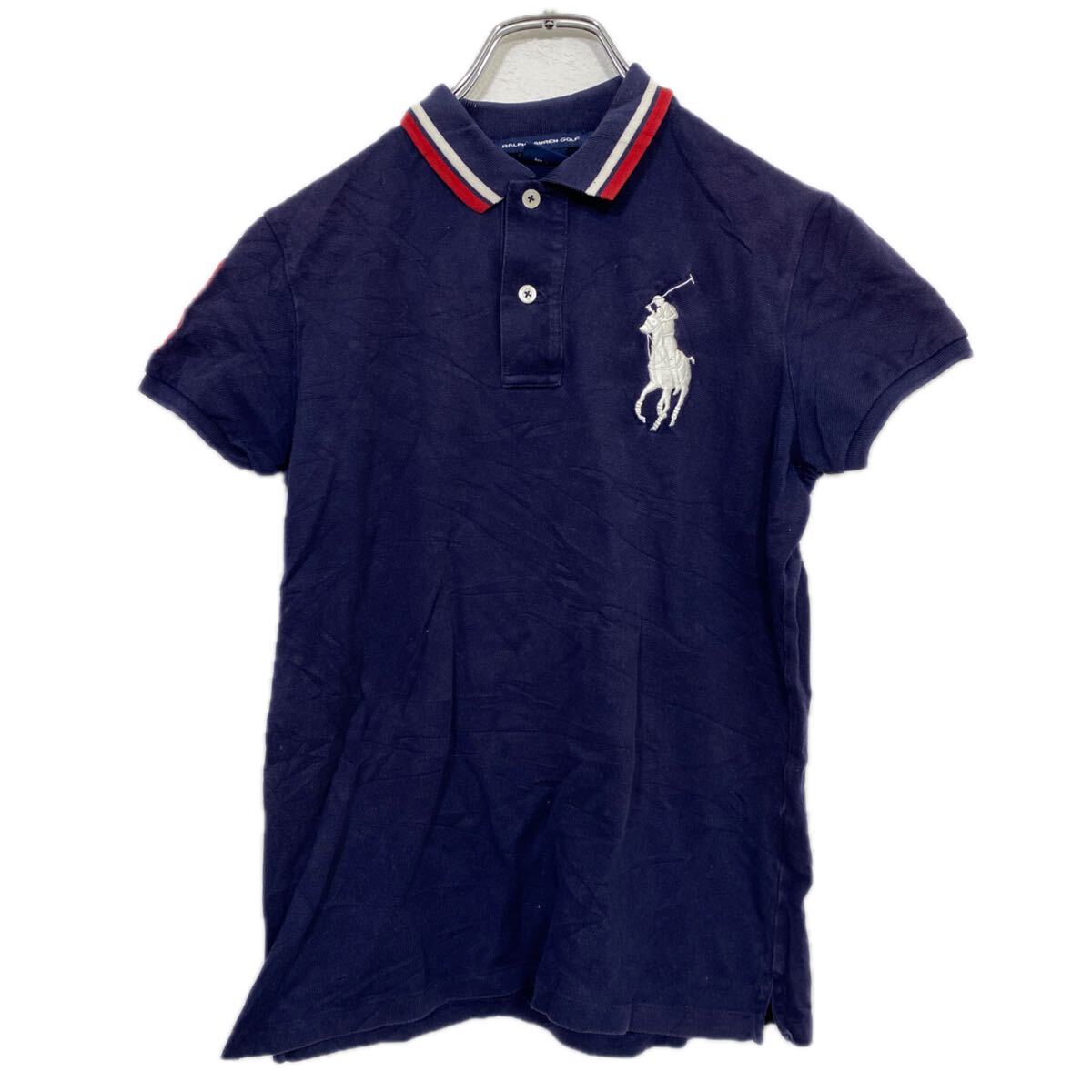 【中古】【古着】 RALPH LAUREN GOLF 半袖 ロゴ ポロシャツ レディース S ネイビー ビッグロゴ 鹿子 ポロラルフローレン 古着卸 アメリカ仕入 a708-5468