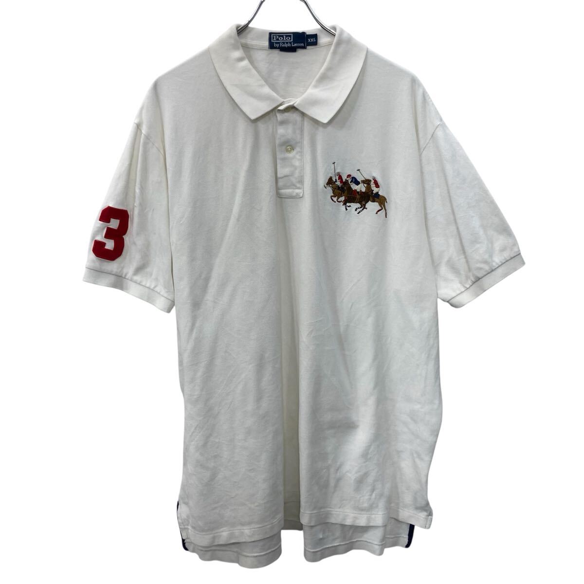 【中古】【古着】 Polo Ralph Lauren 半袖 無地 ポロシャツ 2XL ホワイト ポロラルフローレン ロゴマーク刺繍 ワッペン 古着卸 アメリカ仕入 a708-5500(4.0)
