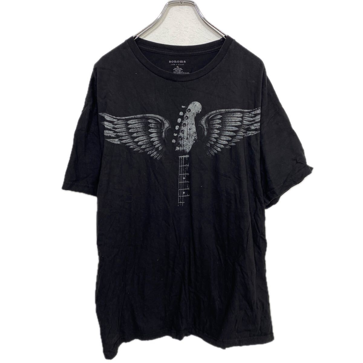 【中古】【古着】 SONOMA 半袖 プリントTシャツ XL ブラック ギター ゴシック 古着卸 アメリカ仕入 a708-5503