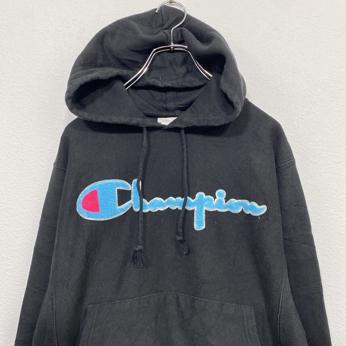 【中古】【古着】 Champion ロゴスウェット パーカー S ブラック チャンピオン リバースウィーブ プルオーバー 裏起毛 古着卸 アメリカ仕入 a708-5518 2