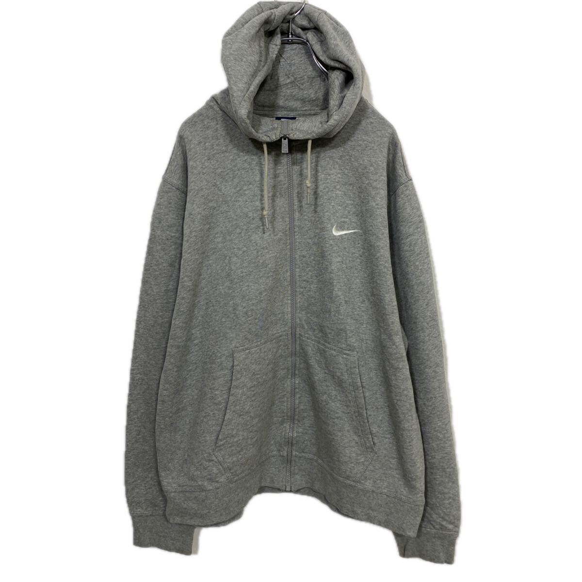 【中古】【古着】 NIKE ジップアップ ロゴスウェット パーカー XL 杢グレー ナイキ 裏起毛 古着卸 アメリカ仕入 a708-5530