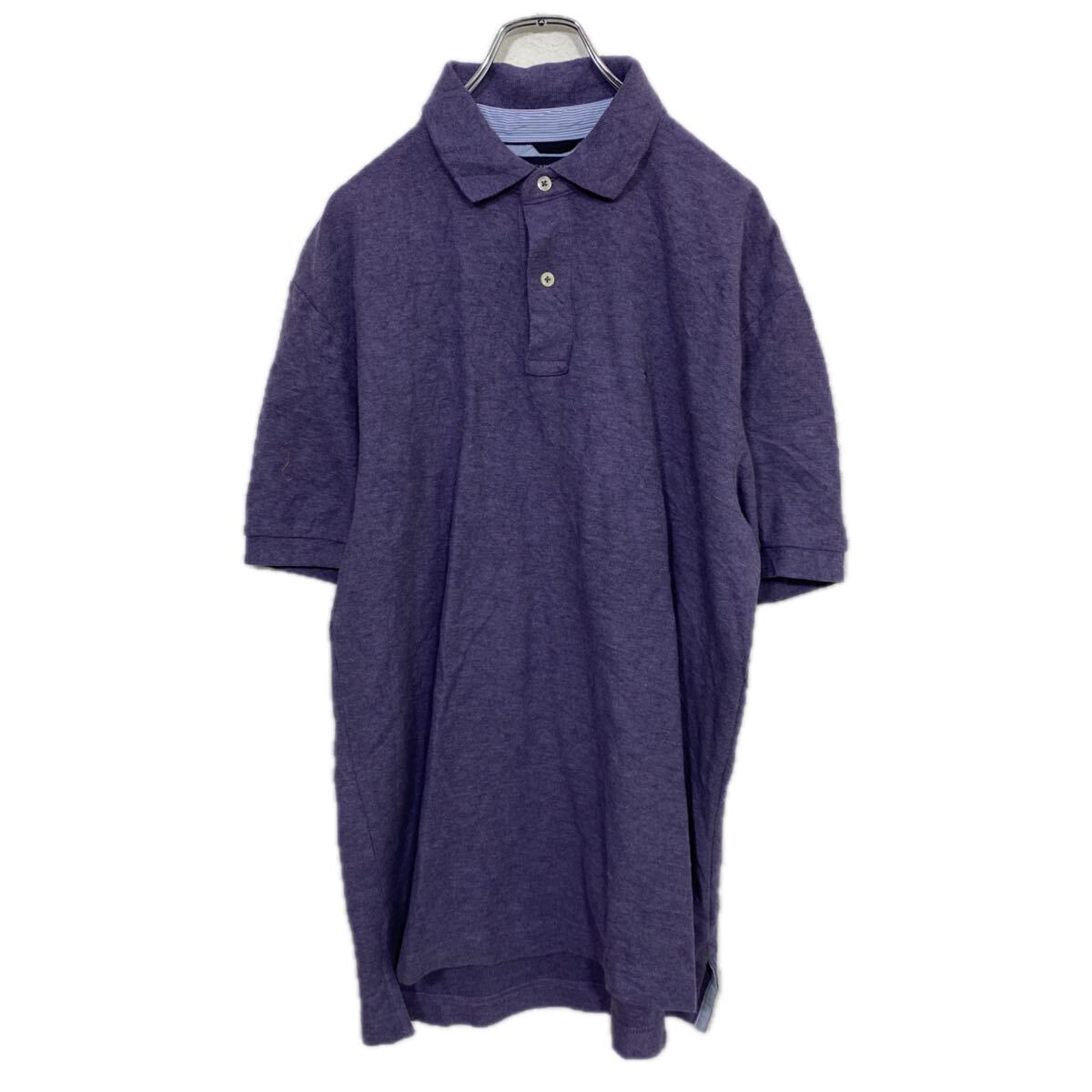 【中古】【古着】 TOMMY HILFIGER 半袖 ロゴ ポロシャツ L パープル トミーヒルフィガー ワンポイントロゴ 鹿子 古着卸 アメリカ仕入 a708-5582
