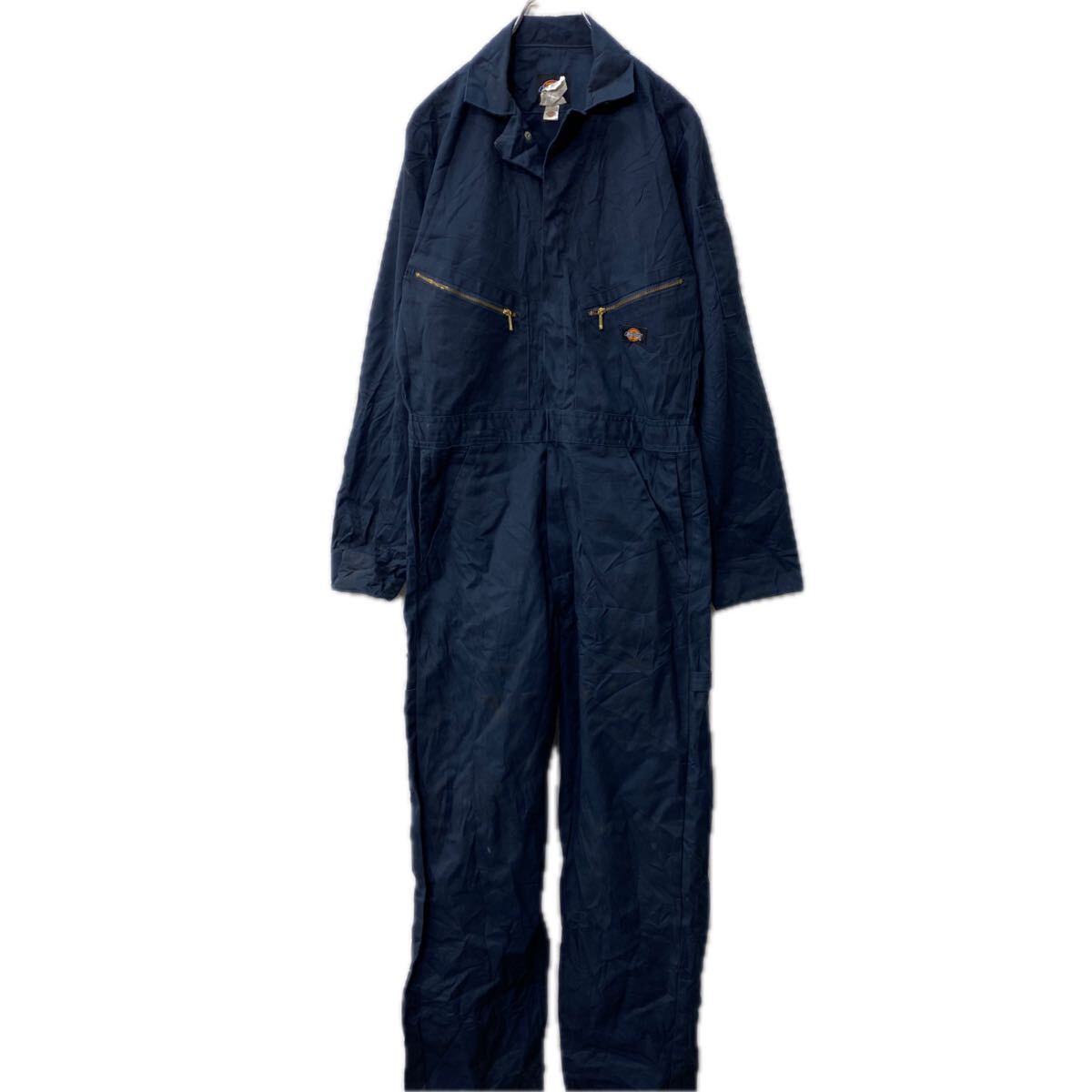 【中古】【古着】 Dickies 長袖つなぎ W34 ネイビー ディッキーズ ワークウェア オールインワン 作業着 古着卸 アメリカ仕入 a708-5622