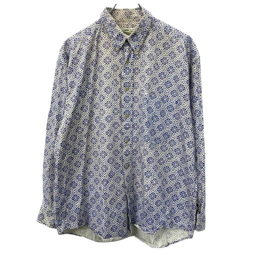 【中古】【古着】 NATURAL ISSUE 長袖 柄シャツ L ブルー ホワイト 古着卸 アメリカ仕入 a708-5635 【中古】【古着】 NATURAL ISSUE 長袖 柄シャツ L ブルー ホワイト 古着卸 アメリカ仕入 a708-5635