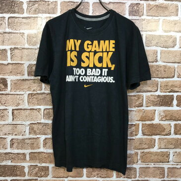 NIKE プリント半袖Tシャツ Sサイズ ナイキ MY GANE IS SICK ブラック 古着卸 アメリカ仕入 t206-4774