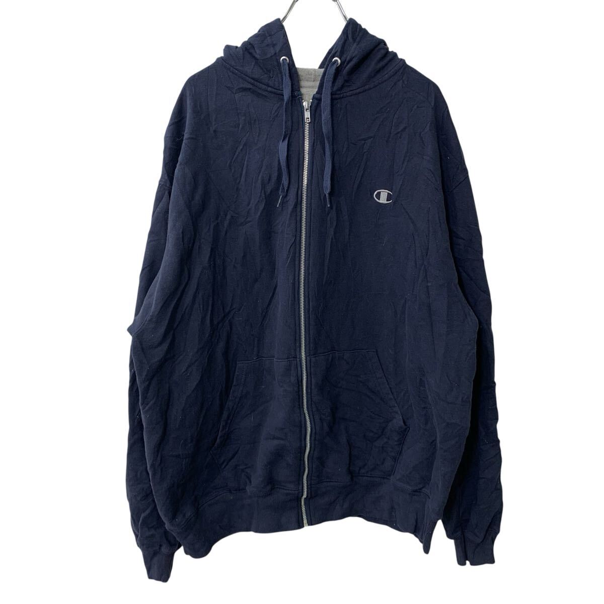 【中古】【古着】 Champion ロゴスウェット パーカー XL ネイビー チャンピオン ジップパーカー フーディー トップス 古着卸 アメリカ..