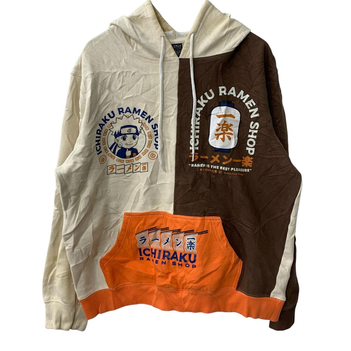 【中古】【古着】 BOX LUNCH NARUTO キャラクタースウェット パーカー L ベージュ ボックスランチ ナルト フーディー 古着卸 アメリカ仕入 a708-5798