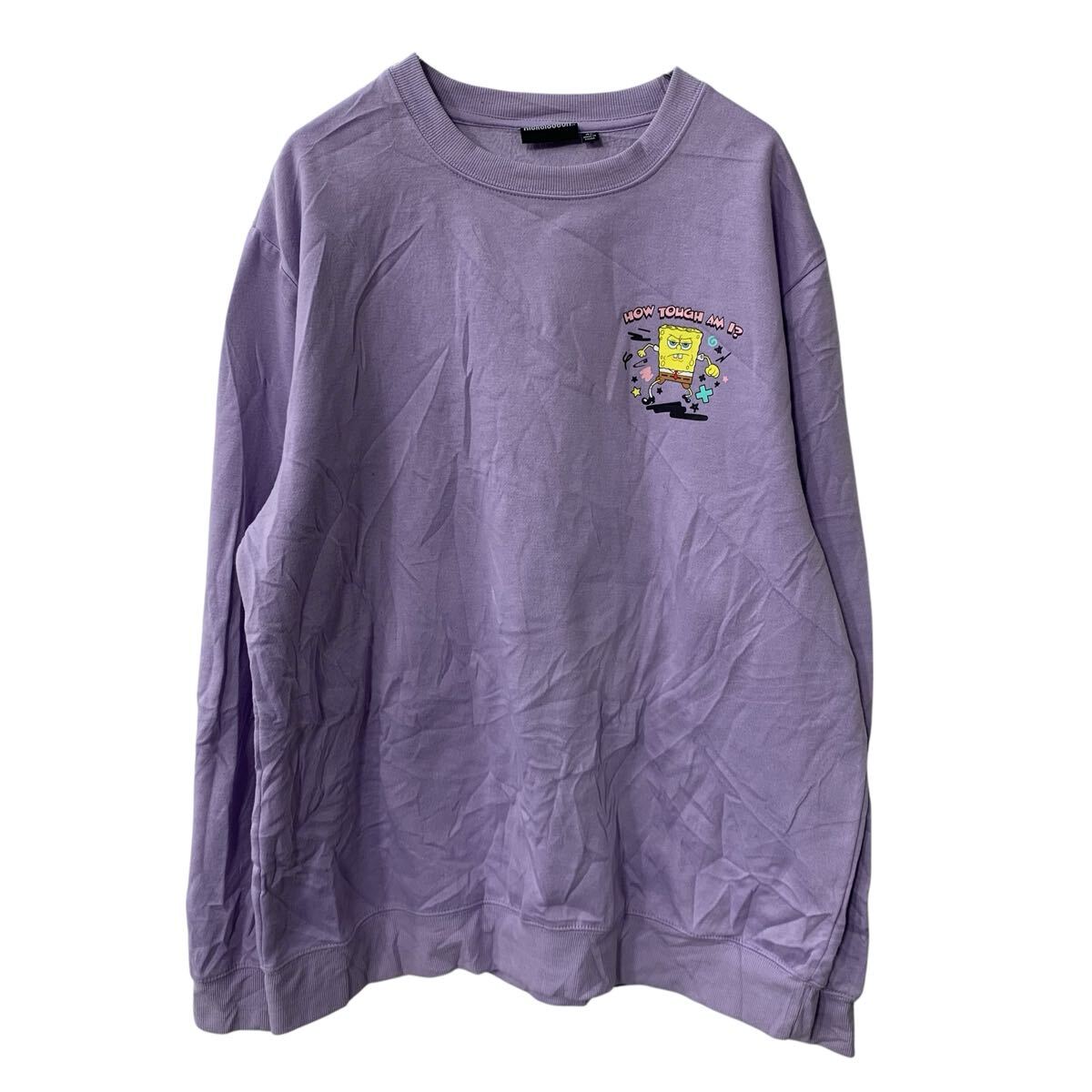 【中古】【古着】 nickelodeon キャラクタースウェット トレーナー XL パープル ニコロデオン スポンジボブ プルオーバー 古着卸 アメリカ仕入 a708-5816