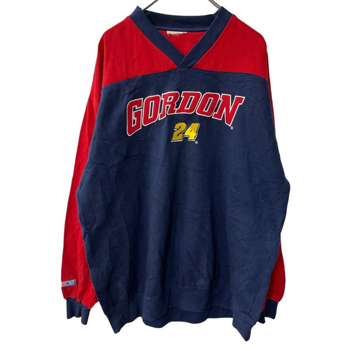American Casual - 【中古】【古着】 NASCAR ロゴスウェット トレーナー XL〜 レッド ネイビー ナスカー プルオーバー トップス 古着卸 アメリカ仕入 a708-5949