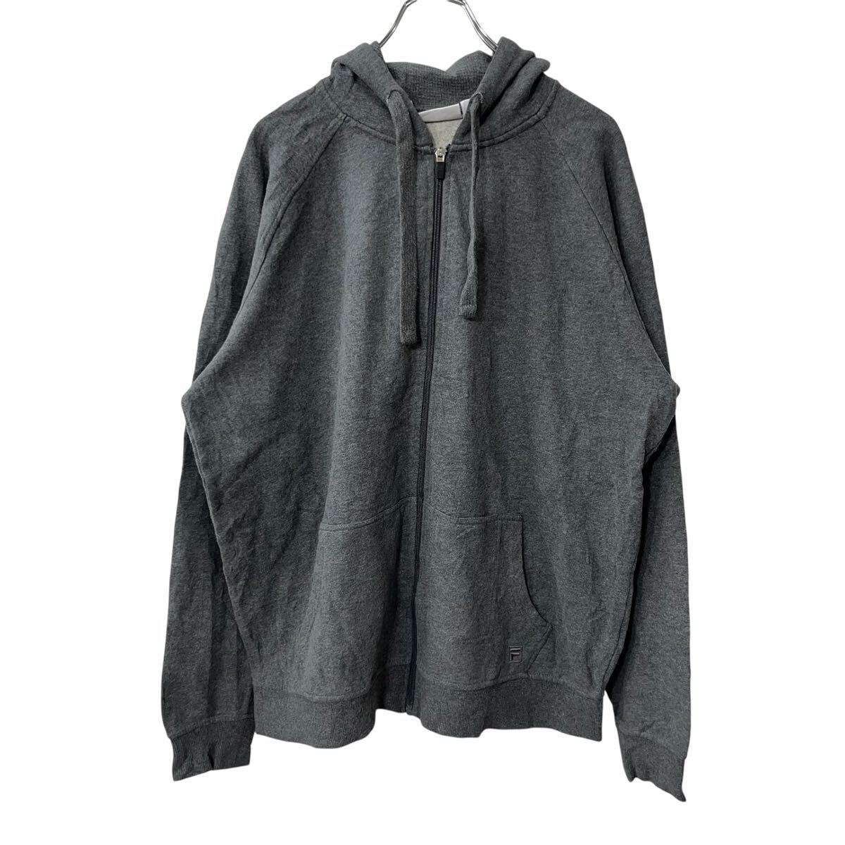 【中古】【古着】 FILA スウェット パーカー L グレー フィラ フーディー ジップアップ ポケット トップス ラグラン 古着卸 アメリカ仕..