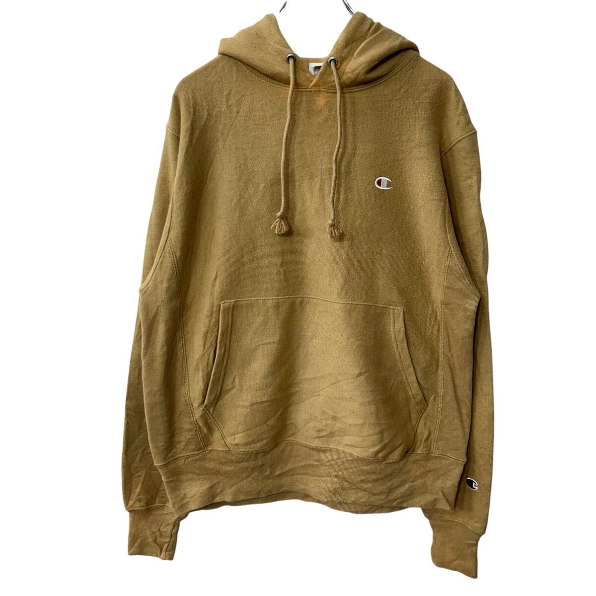 【中古】【古着】 Champion ロゴスウェット パーカー S ベージュ チャンピオン フーディー プルオーバー リバースウィーブ 古着卸 アメリカ仕入 a708-6171