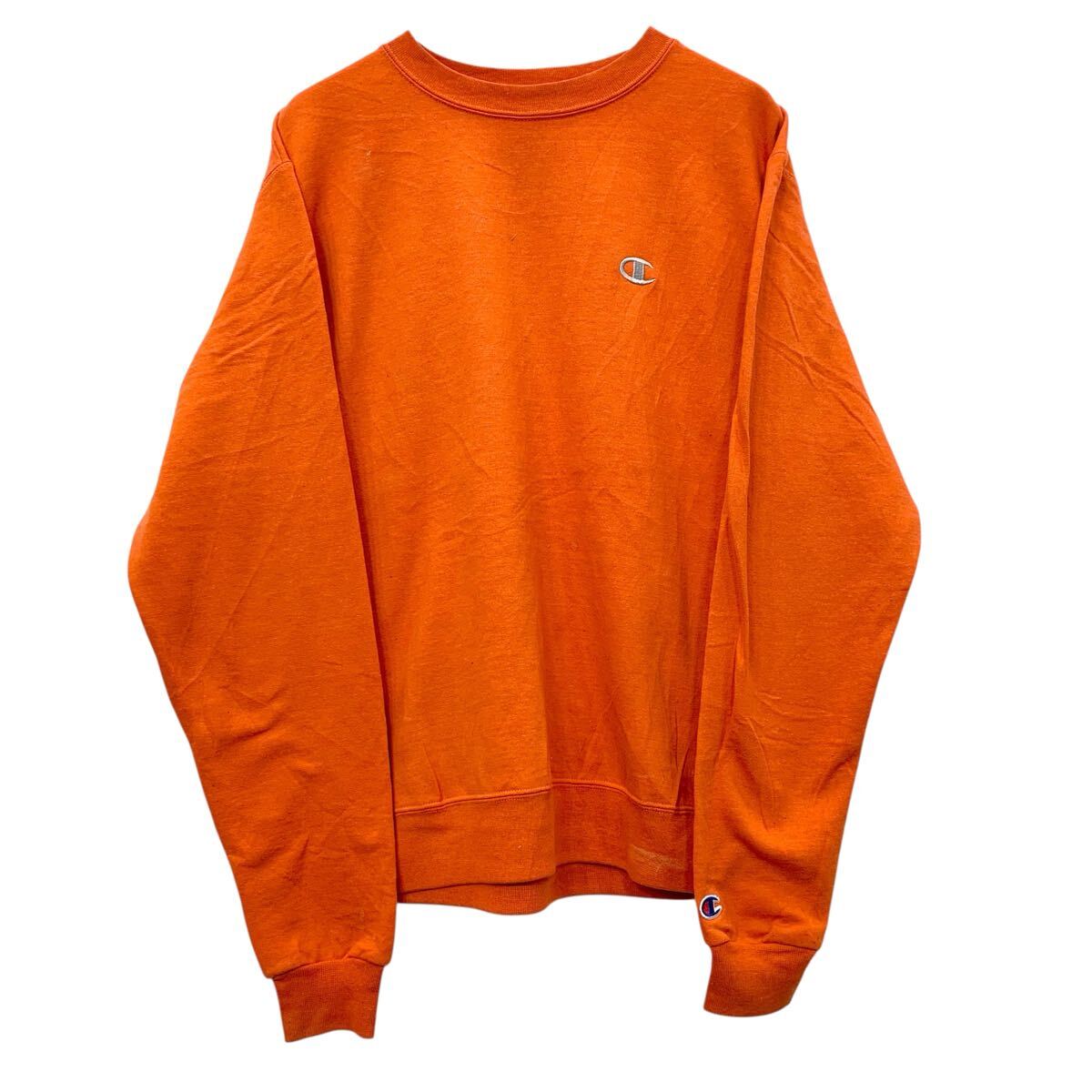 Collaboration - 【中古】【古着】 Champion ロゴスウェット トレーナー M オレンジ チャンピオン クルーネック 目あり 裏起毛 古着卸 アメリカ仕入 a709-5002