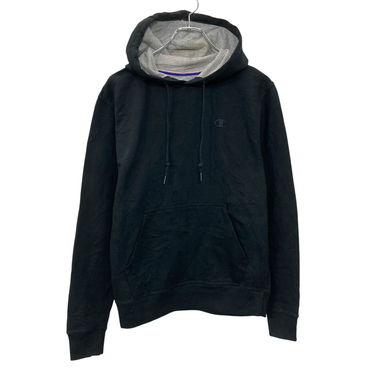 Collaboration - 【中古】【古着】 Champion 無地 スウェット パーカー S ブラック チャンピオン 裏起毛 フードツートーン ワンポイントロゴ 古着卸 アメリカ仕入 a709-5048