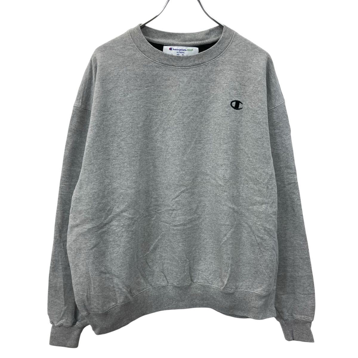 【中古】【古着】 Champion 無地 スウェット トレーナー XL ライトグレー チャンピオン 裏起毛 ワンポイントロゴ刺繍 古着卸 アメリカ仕入 a709-5080