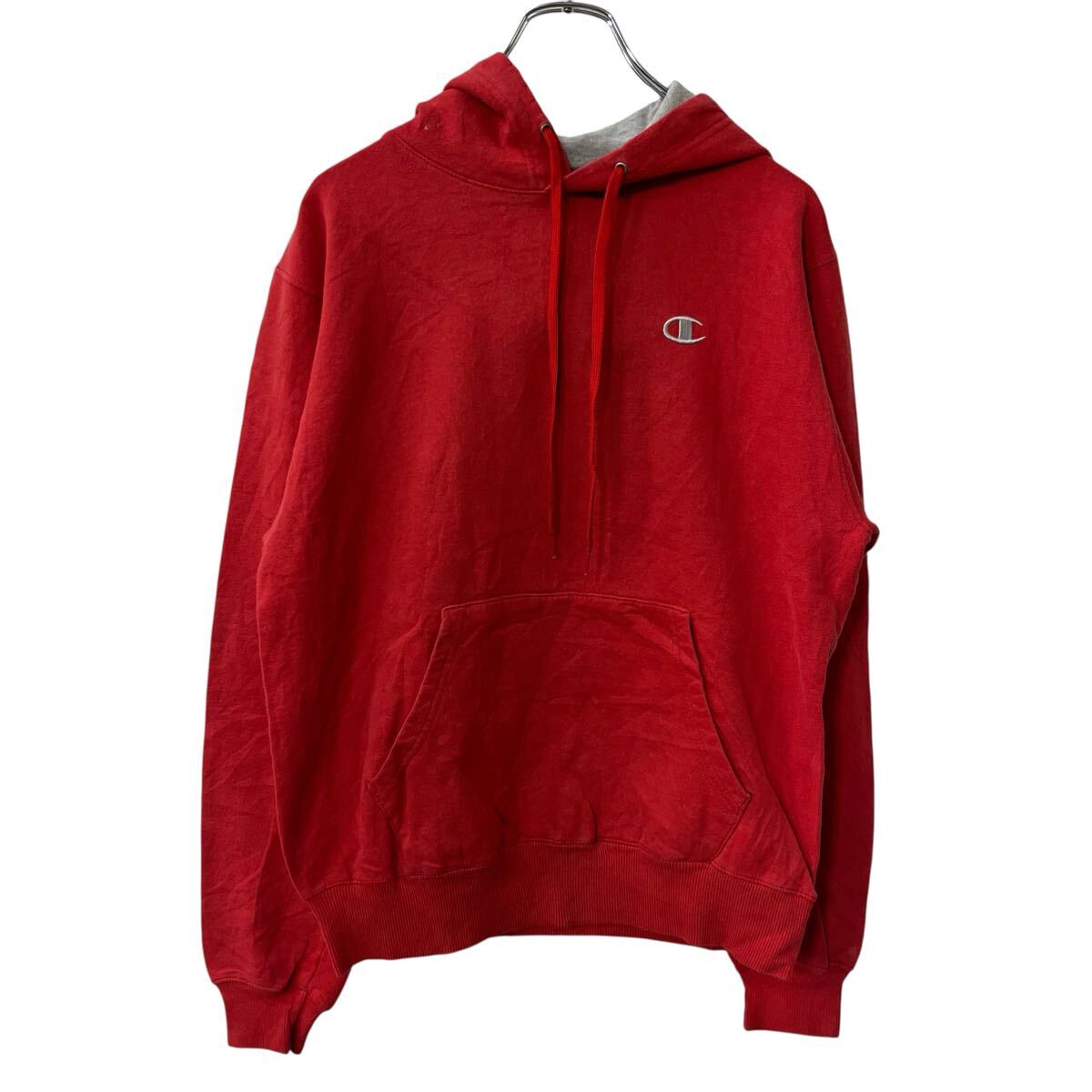 【中古】【古着】 Champion ロゴスウェット パーカー S レッド チャンピオン フーディー プルオーバー ..