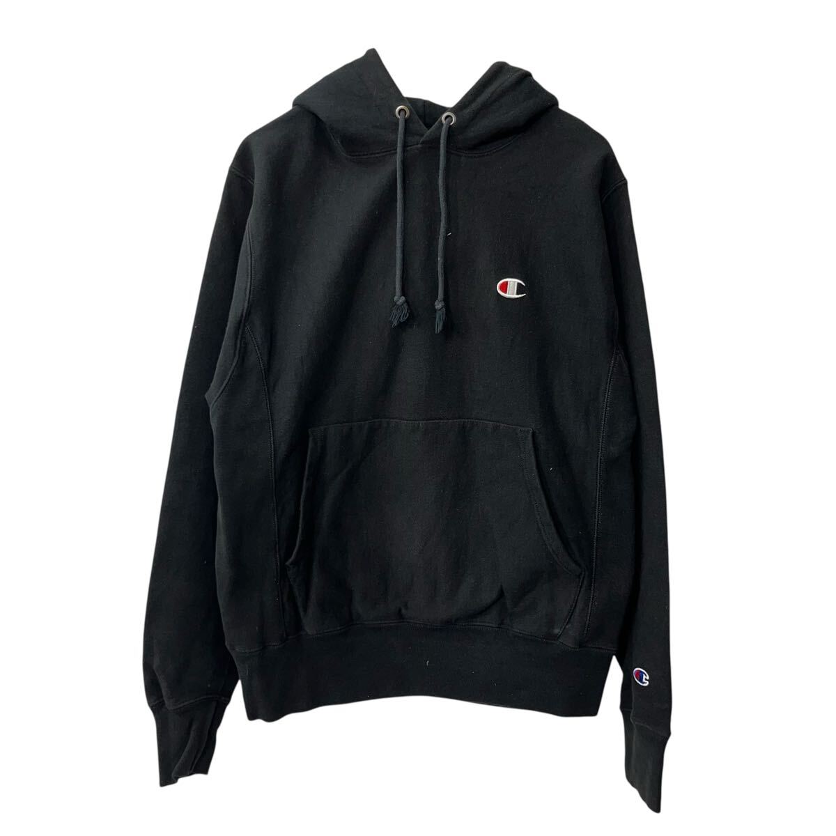 【中古】【古着】 Champion ロゴスウェット パーカー S ブラック チャンピオン フーディー プルオーバー リバースウィーブ 古着卸 アメ..