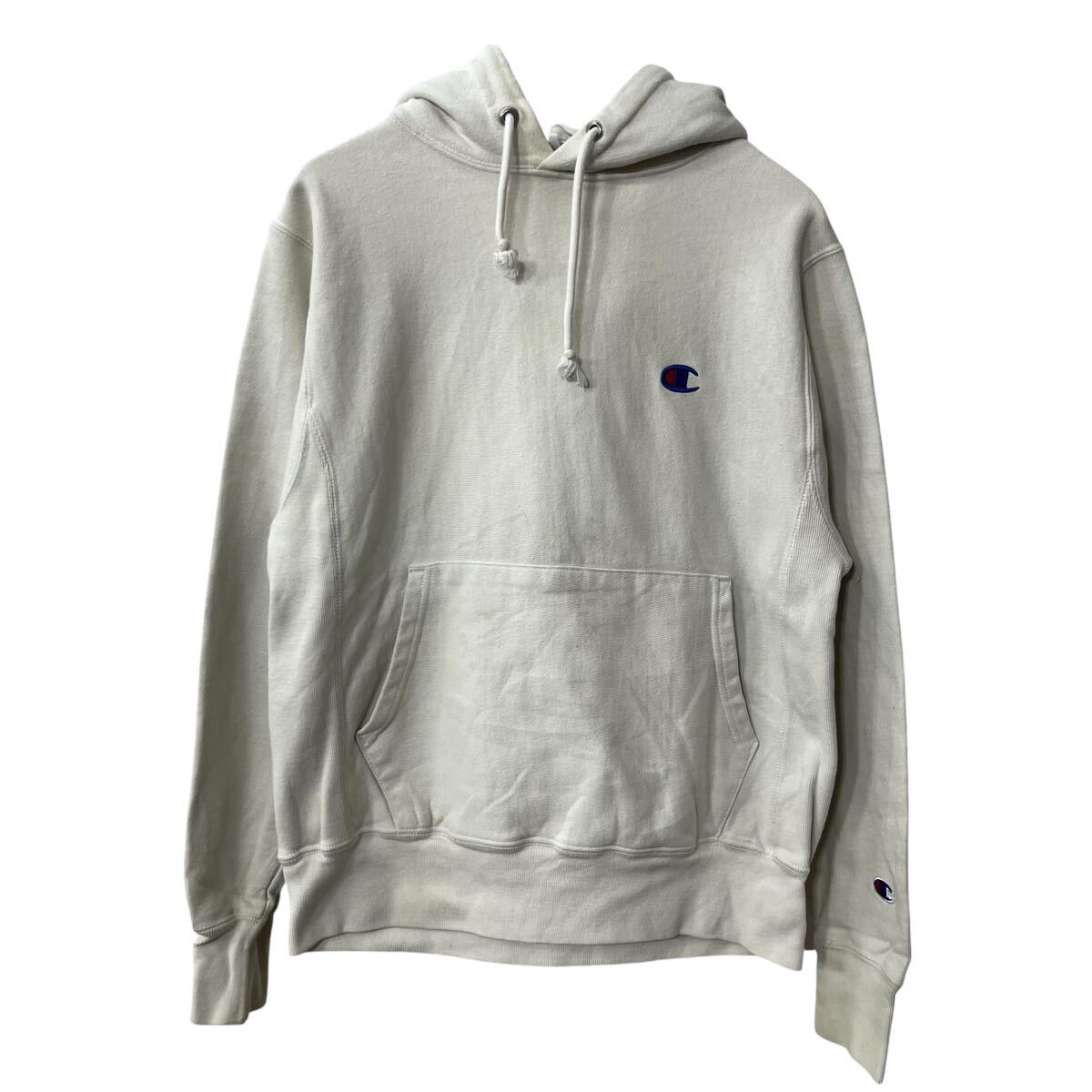 【中古】【古着】 Champion ロゴスウェット パーカー S ホワイト チャンピオン フーディ リバースウィーブ プルオーバー 古着卸 アメリカ仕入 a709-5155 voxtrading-10209667 古着屋DEN パッケージ画像
