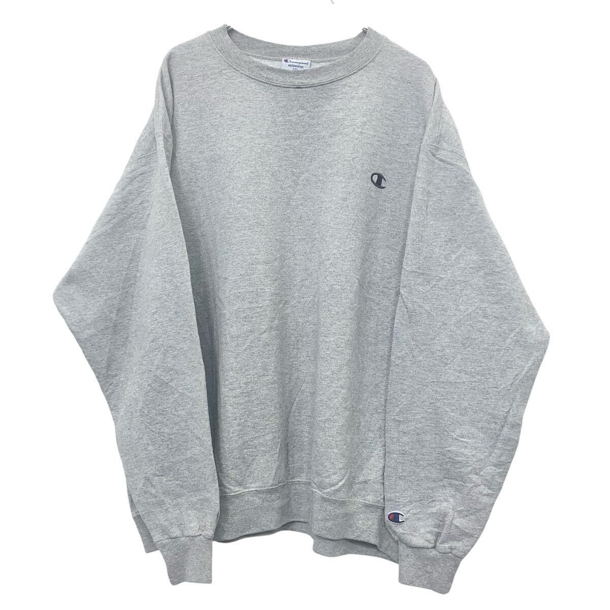 【中古】【古着】 Champion プリントスウェット トレーナー 4XL ライトグレー チャンピオン クルーネッ..