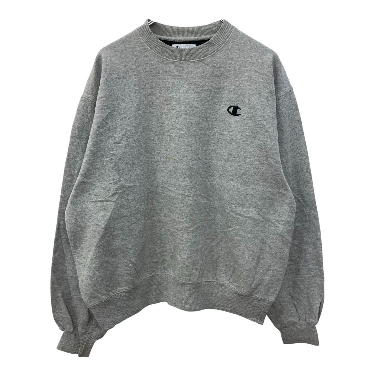 【中古】【古着】 Champion 無地 スウェット トレーナー L ライトグレー チャンピオン 裏起毛 ワンポイントロゴ 古着卸 アメリカ仕入 a709-5218