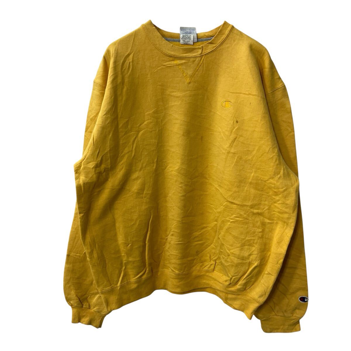 【中古】【古着】 Champion ロゴスウェット トレーナー L イエロー チャンピオン カットソー ワンポイ..