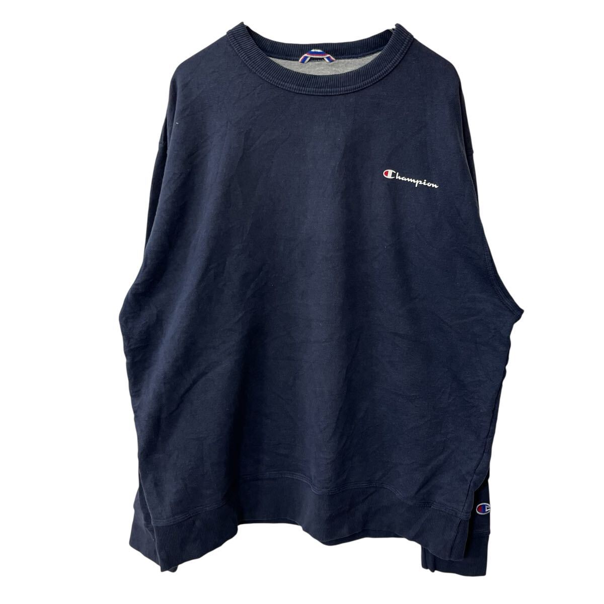 【中古】【古着】 Champion ロゴスウェット トレーナー XL ネイビー チャンピオン カットソー ワンポイントロゴ トップス 古着卸 アメリカ仕入 a709-5418