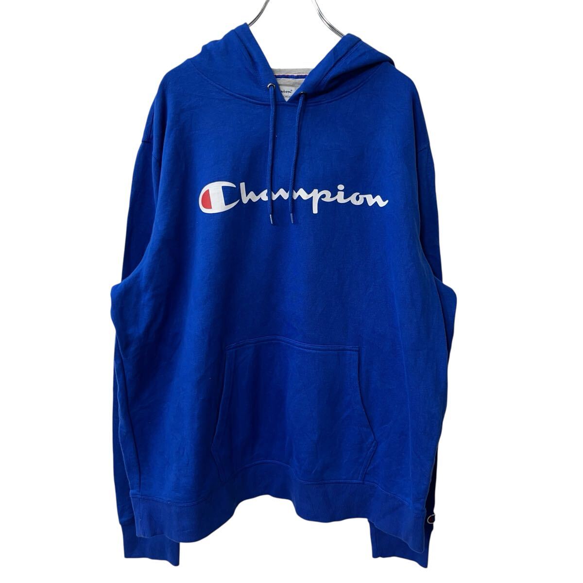 Collaboration - 【中古】【古着】 Champion ロゴスウェット パーカー XL ブルー チャンピオン フーディー カットソー プリント プルオーバー 古着卸 アメリカ仕入 a709-5567