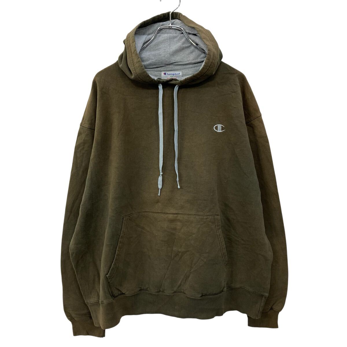 【中古】【古着】 Champion 無地 スウェット パーカー XL カーキ チャンピオン 裏起毛 タイダイ ビッグサイズ 古着卸 アメリカ仕入 a709-5606