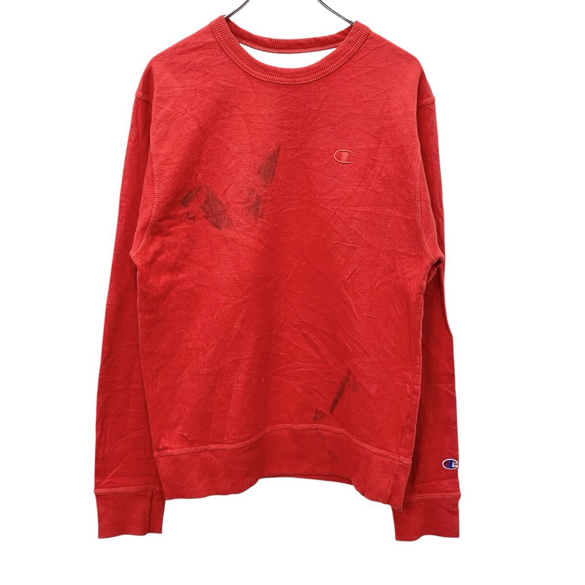 【中古】【古着】 Champion ロゴスウェット トレーナー L レッド チャンピオン クルーネック 裏起毛 古着卸 アメリカ仕入 a709-5677