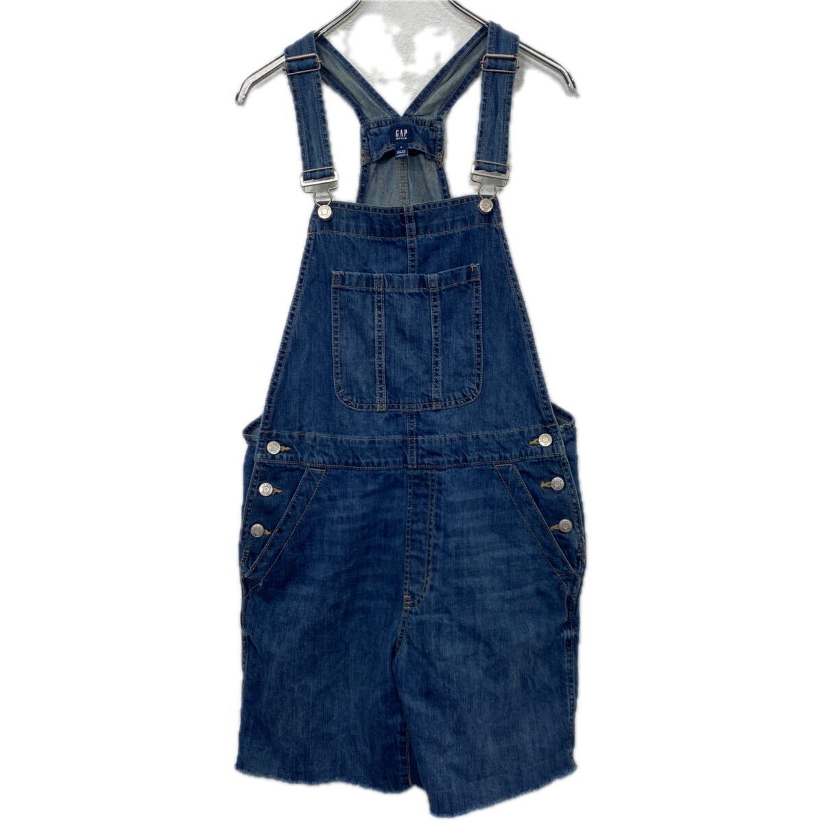 Short Pants - 【中古】【古着】 GAP デニムオーバーオール レディース M インディゴ ギャップ ショート丈 カットオフ サロペット 古着卸 アメリカ仕入 a709-5763